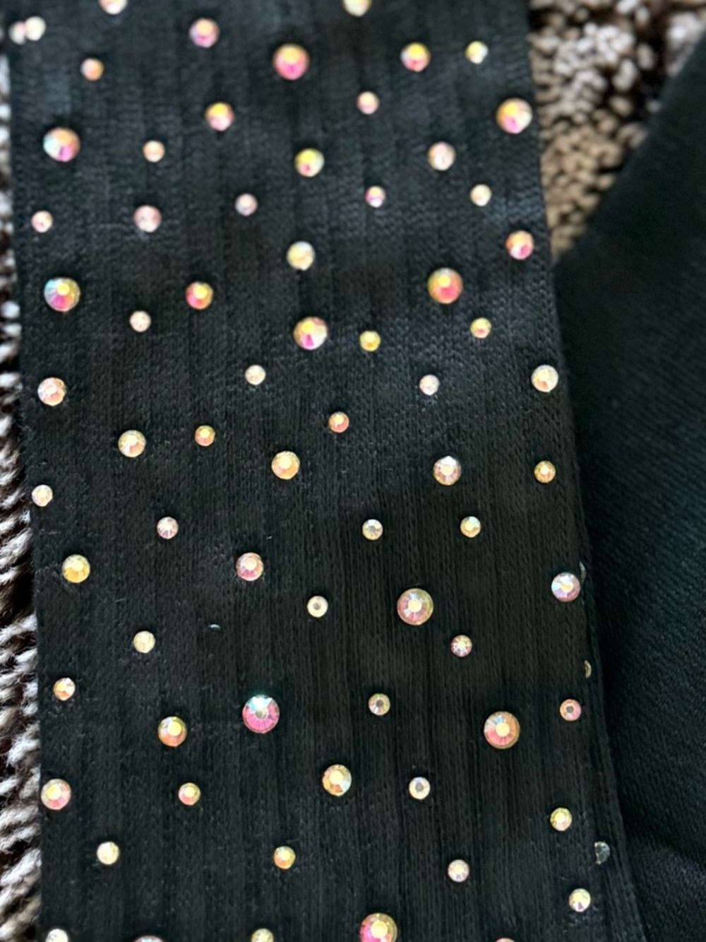 Black Multi-Colored Rhinestone-Embellished Socks - Picture 3 of 5